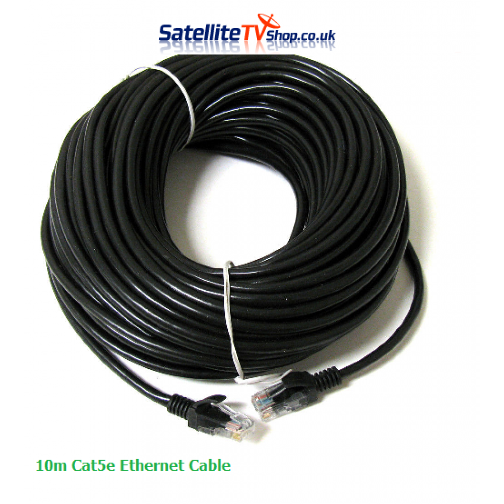 10m CAT 5E Network Cable RJ45 Black 020 3507 0128 Satellite TV Shop UK